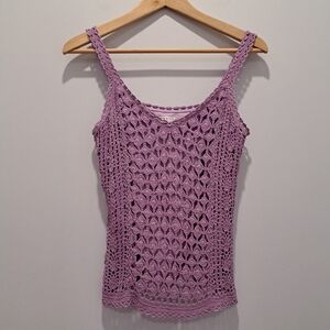 Vintage Lavender Crochet Coquette Fairy Boho Indie Cami Top Womens Petite M